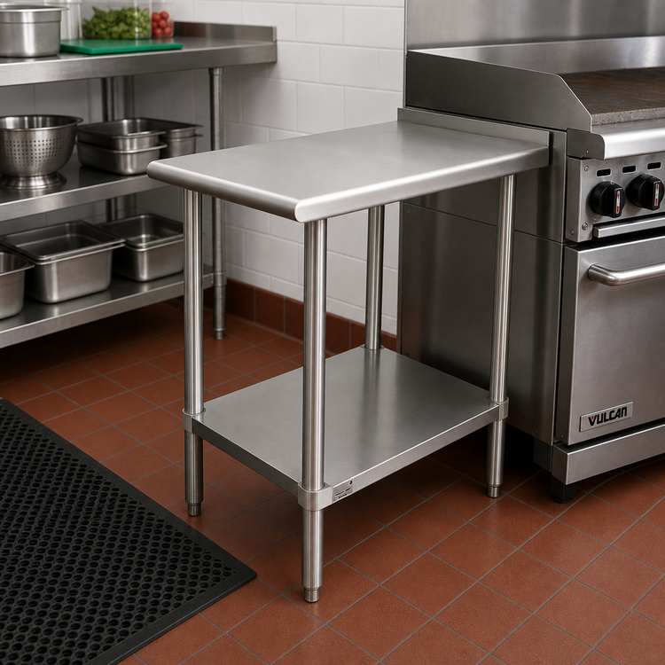 Product image #2 for Advance Tabco 15" x 30" 16 Gauge 304 Stainless Steel Equipment Filler Table with Adjustable Undershelf