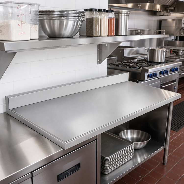 Product image #2 for Advance Tabco VCTF-303 36 Inch x 30 Inch Stainless Steel Countertop with 5 Inch Backsplash