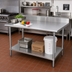 Thumbnail image #2 for Advance Tabco Special Value Series 60 x 36 Inch Stainless Steel Work Table with 5 Inch Backsplash and Adjustable Undershelf