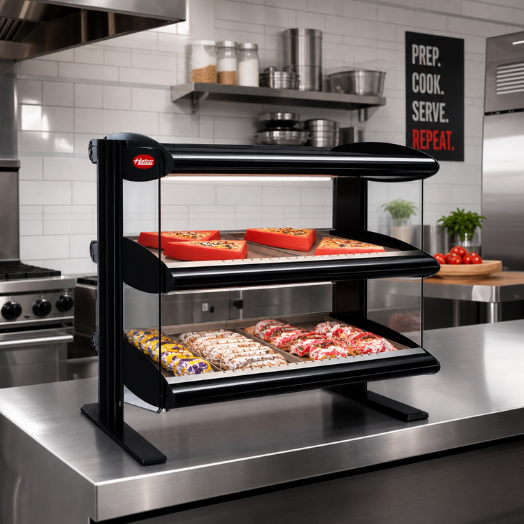 Product image #2 for Hatco Horizontal Heated Countertop Food Merchandiser with LED Lighting, Dual Shelf, 36-Inch Wide