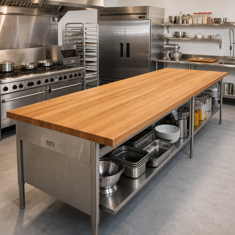 Product image #2 for John Boos Appalachian Red Oak Island Countertop, 132 x 36 x 1-1/2 Inch, Oil Finish