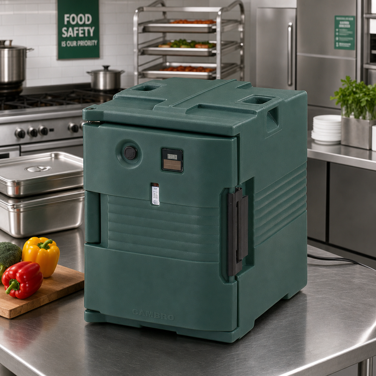 Product image #3 for Cambro Ultra Pan Carrier H-Series Heated Front-Loading Food Pan Carrier, 1 Compartment, 110V, Granite Green