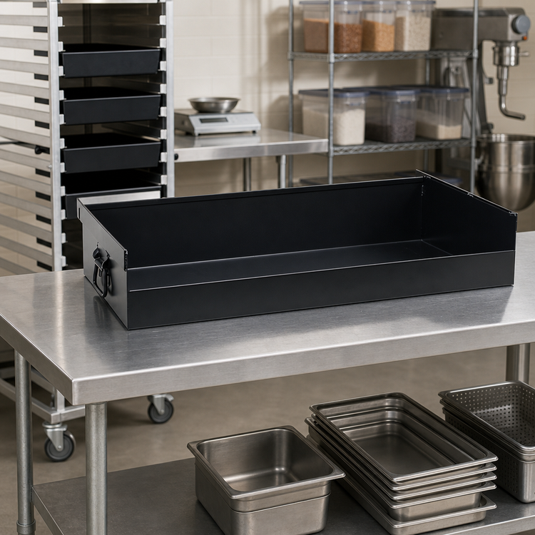 Product image #2 for Quantum Closed Front Removable Tray for Tray Truck System, 36" x 15" x 6", Black Steel
