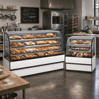Thumbnail image #2 for Federal Industries Curved Glass Series CGD5948 Non-Refrigerated Curved Glass Bakery Display Case, Full-Service, LED, 3 Shelves, 59.13 Inch Wide