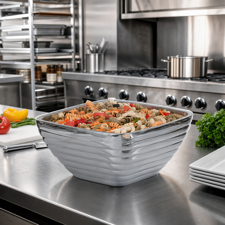 Product image #2 for Vollrath Square Beehive Double-Wall Insulated Stainless Steel Serving Bowl, 5.2 Quart