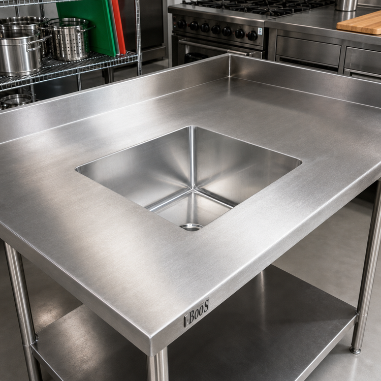 Product image #2 for John Boos Weld-In Undermount Sink, 1-Compartment, 14 x 16 x 12 Inches, 14-Gauge Stainless Steel