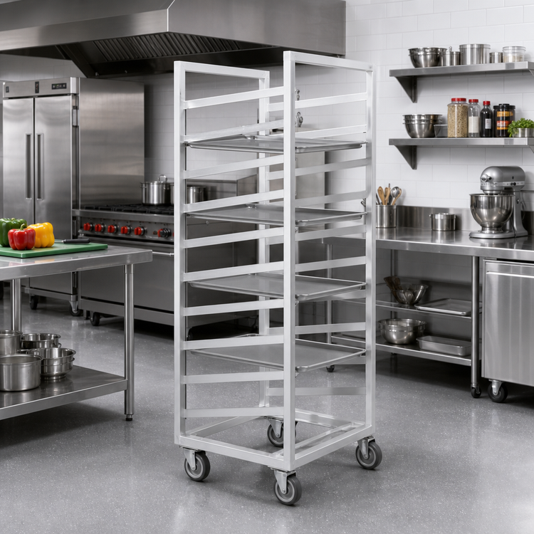 Product image #2 for Channel Stainless Steel Single-Section End-Load Cafeteria Tray Rack for 15 x 20 Trays, 64-Inch High