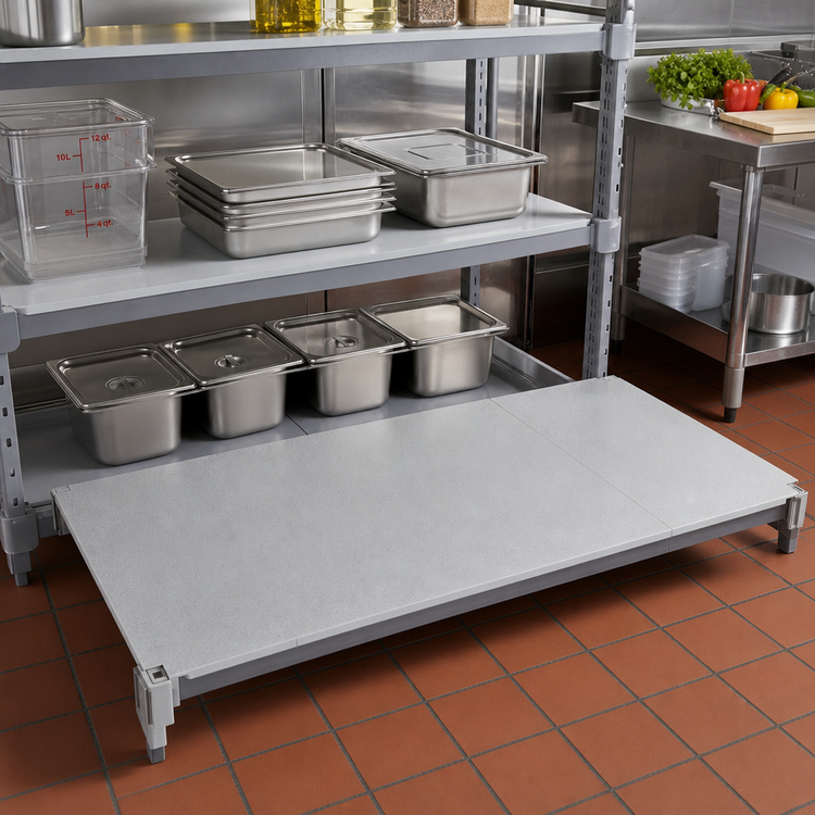 Product image #2 for Cambro Camshelving Elements XTRA Universal Solid Shelf Kit, 24" x 60", Speckled Gray