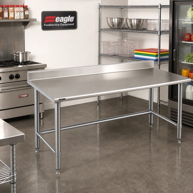 Product image #2 for Eagle Budget Series 108-Inch x 24-Inch Work Table with 4-1/2-Inch Backsplash and 430 Stainless Steel Top
