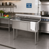 Thumbnail image #3 for Koolmore 51-Inch 3-Compartment 304 Stainless Steel Commercial Sink with Backsplash and Faucet Holes