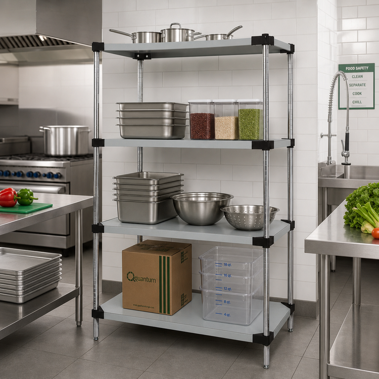 Product image #2 for Quantum 4-Shelf Solid Shelving Starter Kit, 54 x 21 x 86 Inches, 304 Stainless Steel