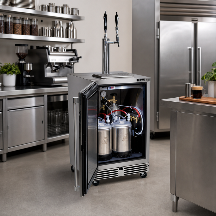 Product image #2 for Perlick Mobile Tap Nitro & Coffee or Wine Refrigerated Beverage Dispenser with 2 Faucets and Casters