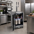 Thumbnail image #2 for Perlick Corporation HC24RS4S-G0-SLFLT Mobile Refrigerated Nitro, Cold Brew Coffee or Wine Dispenser, 2 Faucets, Stainless Steel, 1-2 Kegs