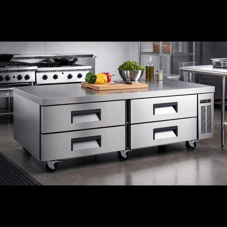 Product image #2 for Omcan 72-Inch 4-Drawer Refrigerated Chef Base Equipment Stand