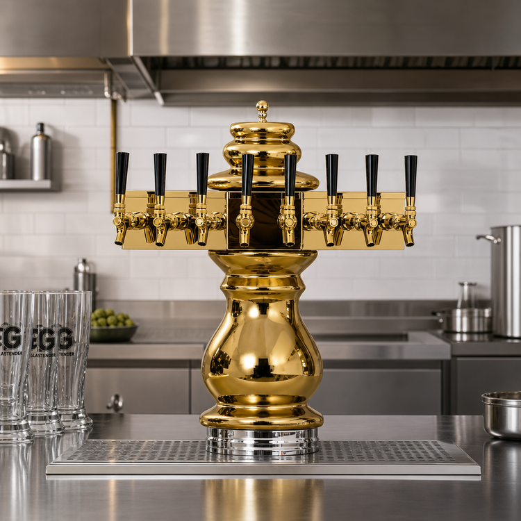 Product image #2 for Glastender Braumeister 6-Faucet Polished Brass Glycol-Cooled Draft Dispensing Tower