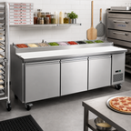 Thumbnail image #2 for Serv-Ware 93-Inch 12-Pan Pizza Prep Table Refrigerator