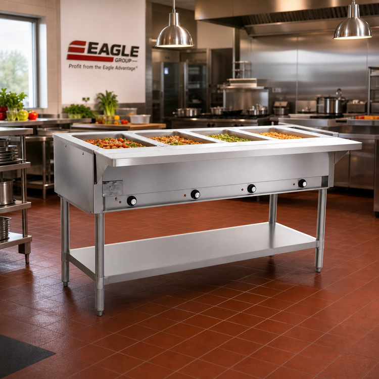 Product image #2 for Eagle Group 79-Inch Electric Hot Food Table with 5 Dry Wells, Open Base, 208V Single-Phase