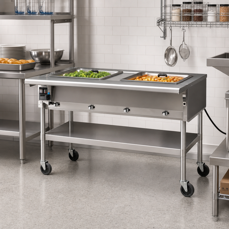Product image #2 for 36-Inch Portable Electric Hot Food Table with 2 Dry Wells, 240V