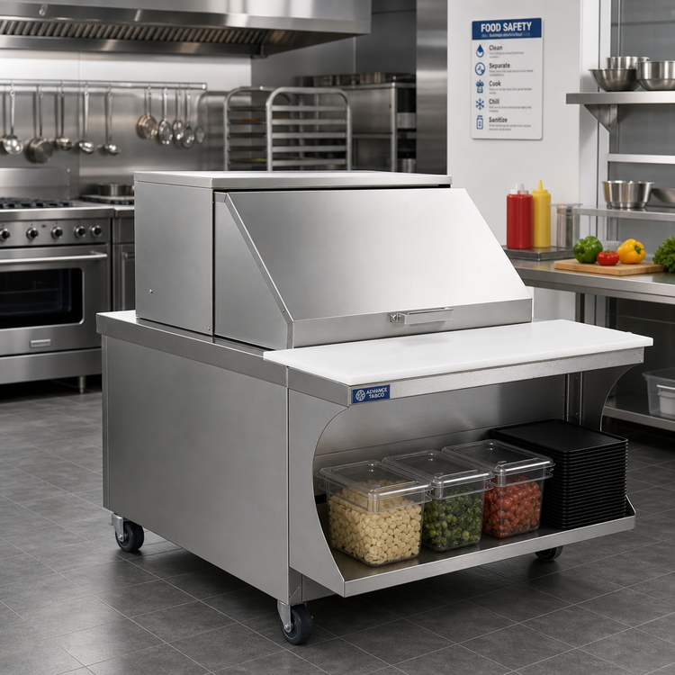 Product image #2 for Advance Tabco RC-4 Stainless Steel Flip-Up Hinged Cover for 4-Well Hot Food Tables