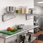 Thumbnail image #2 for Quantum WDWB2454C Wall-Mount Cantilever Wire Shelf, Single Tier, 54"W x 24"D, Chrome