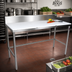 Thumbnail image #2 for John Boos 60-Inch x 24-Inch Reversible Poly Top Trimming Table with Stainless Steel Legs and 6-Inch Backsplash