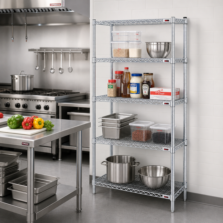 Product image #2 for Eagle Group 4-Tier Add-On Wire Shelving Unit, 30 x 21 x 74 Inches, Chrome-Plated Finish
