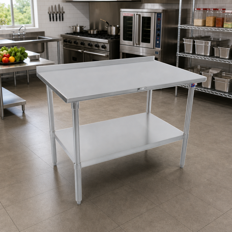 Product image #2 for John Boos Stallion 48-Inch x 36-Inch Stainless Steel Work Table with 1-1/2-Inch Rear Upturn and Undershelf