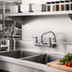 Thumbnail image #2 for Fisher Backsplash-Mount Faucet with 16-Inch Swing Spout, 8-Inch Centers