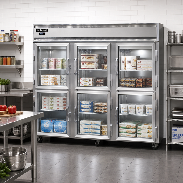 Product image #2 for Continental Refrigerator 3FENSSGDHD Extra-Wide Three-Section Reach-In Display Freezer with Half-Height Glass Doors