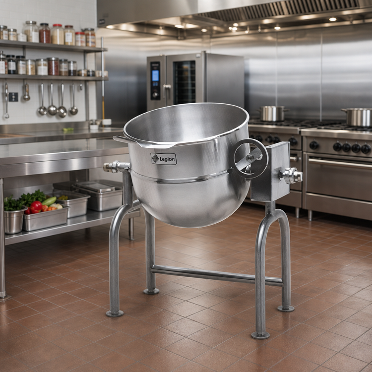 Product image #2 for Legion TWU-60 60-Gallon Direct Steam Tilting Kettle, 2/3 Jacketed