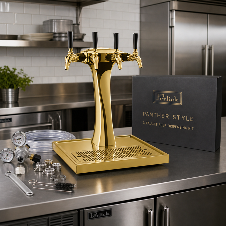 Product image #2 for Perlick Panther Style 3-Faucet Gold Beer Dispensing Kit