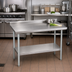 Thumbnail image #2 for John Boos Stallion Economy Stainless Steel Work Table, 60 x 30 Inch, 5 Inch Backsplash, Galvanized Base