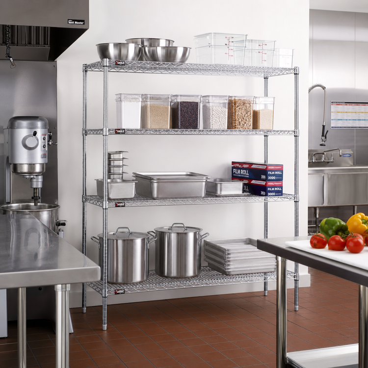 Product image #2 for Eagle Group 4-Tier Starter Wire Shelving Unit, 60"W x 18"D x 63"H, Chrome-Plated