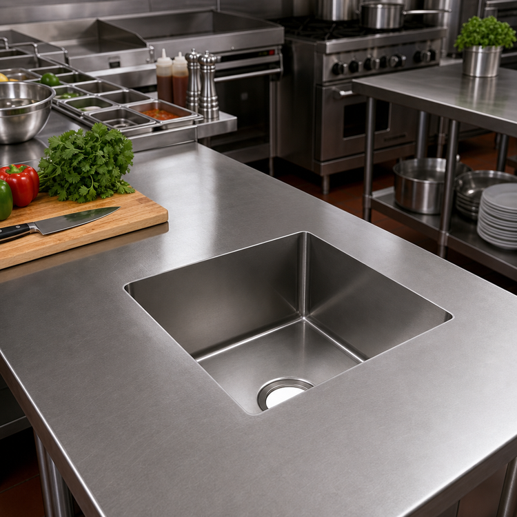Product image #2 for Eagle Group Seamless Welded-In Straight Wall Sink, 1 Compartment, 20.5 x 20.5 x 5 Inches, 304 Stainless Steel