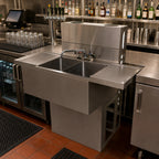Thumbnail image #3 for BK Resources UBDW-21-248TS 48-Inch Two-Compartment Underbar Slimline Sink with Left and Right Drainboards, 304 Stainless Steel