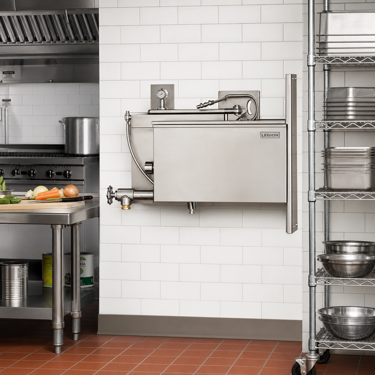 Product image #2 for Legion LSWC-20 20-Gallon Full-Jacketed Stationary Direct Steam Wall-Mount Kettle