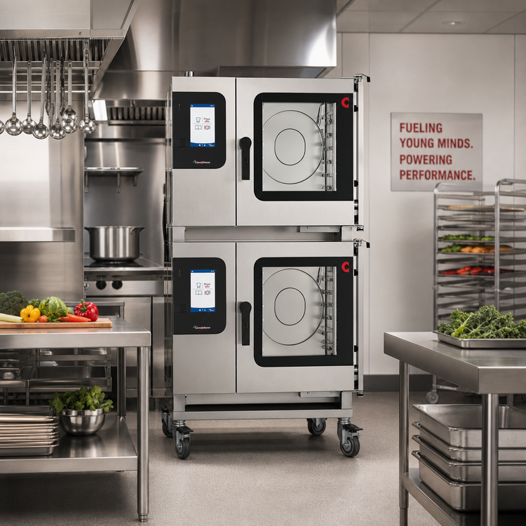 Product image #3 for Convotherm Maxx Pro K-12 School Package Double Stacked Full-Size Gas Combi Oven with 6-Pan and 10-Pan Capacity, Disappearing Doors, and easyTouch Control