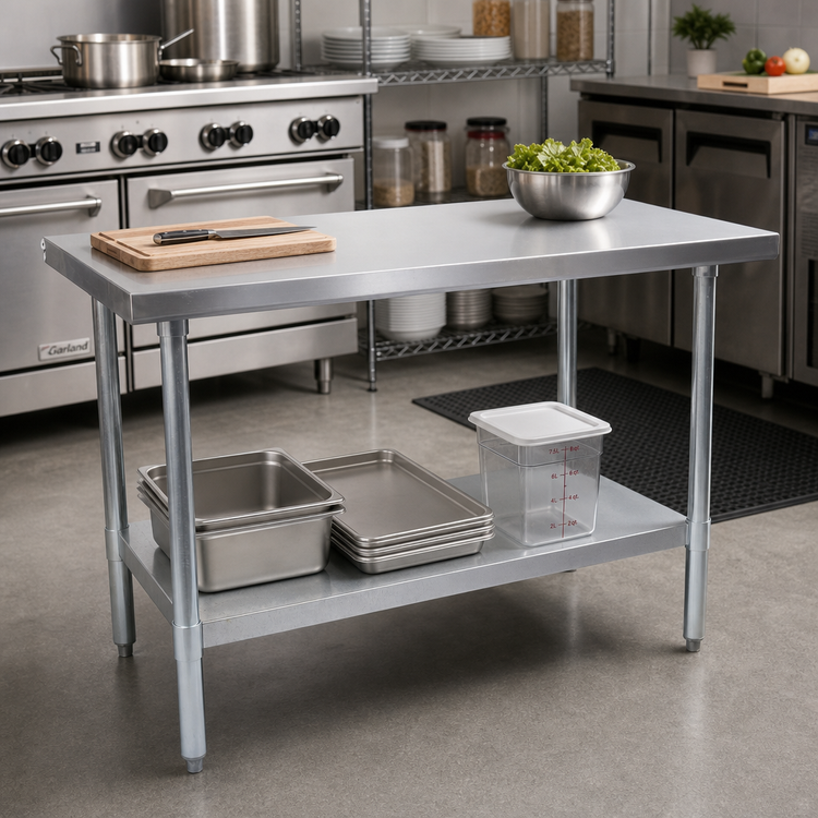 Product image #2 for John Boos Stallion Economy Stainless Steel Flat Top Work Table with Undershelf, 48 x 18 Inches