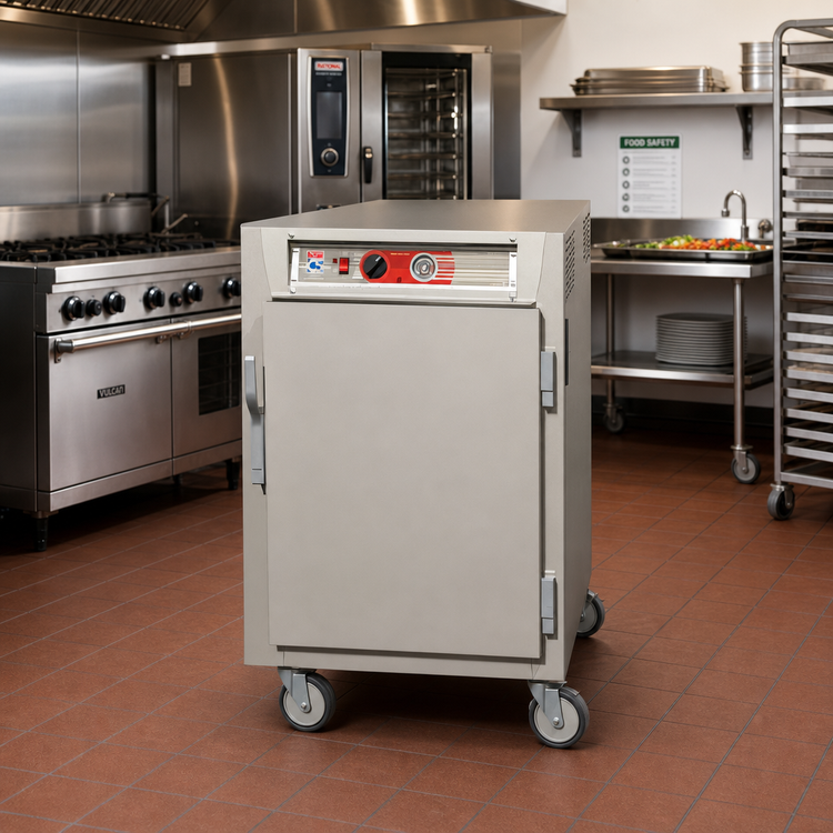 Product image #2 for Metro C5 6 Series Half-Height Insulated Mobile Pass-Thru Heated Holding Cabinet with Solid and Glass Doors, Universal Slides, 120V