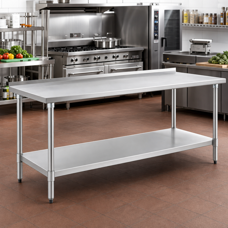 Product image #2 for Eagle Spec-Master Stainless Steel Work Table with Adjustable Undershelf and 1-1/2 Inch Rear Up-Turn, 108 x 36 Inches