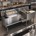 Thumbnail image #2 for Krowne Royal Series 68-Inch Underbar Workstation with Ice Bin, Elixir Well, Liquor Rail, Tool Caddy, Dump Sink, Cutting Board and Cabinet