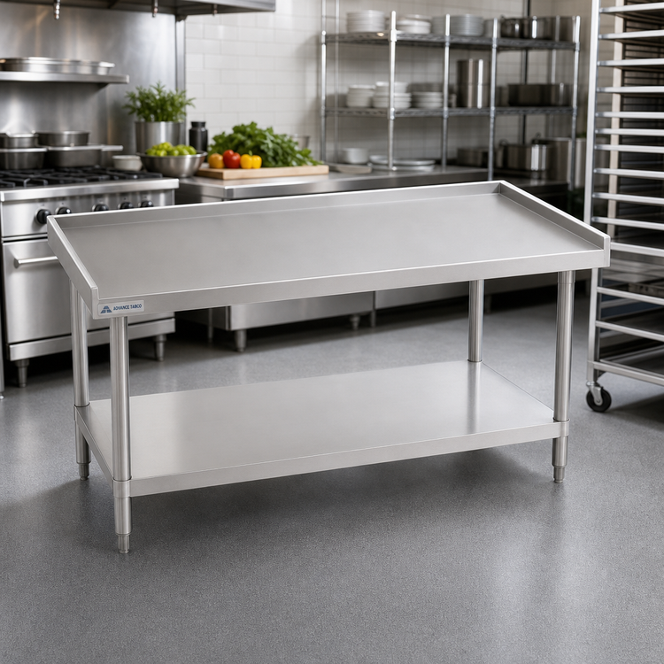 Product image #2 for Advance Tabco 48-Inch x 24-Inch Stainless Steel Equipment Stand with Open Base and Adjustable Undershelf