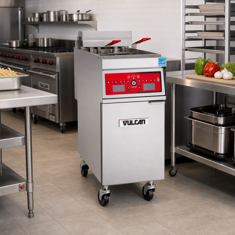 Product image #3 for Vulcan 1ER50DF Free-Standing Electric Fryer with KleenScreen PLUS Built-In Filtration, 50 lb Capacity, Digital Controls