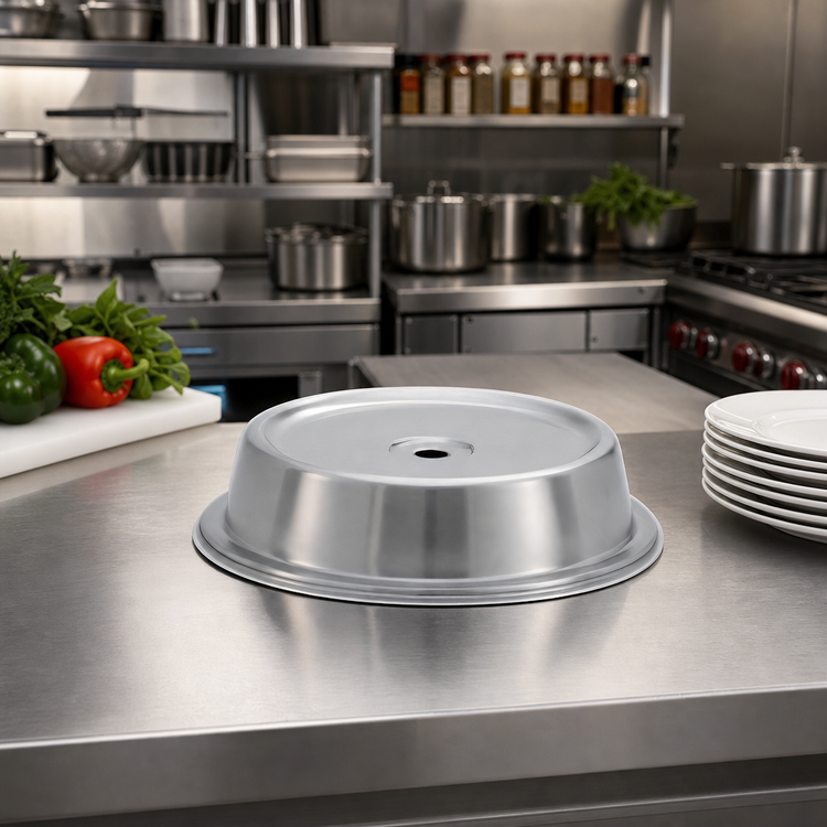 Product image #2 for Vollrath Round Stainless Steel Satin Finish Plate Cover for 9-7/16 to 9-1/2 Inch Plates