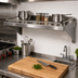 Thumbnail image #2 for John Boos Cucina Mensola Grande 48-Inch Wall-Mount 18-Gauge Stainless Steel Shelf with Galley Rail