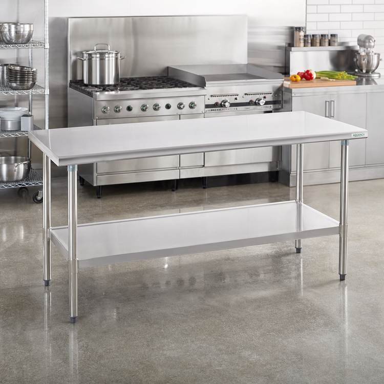 Product image #2 for Deluxe Series 72-Inch x 30-Inch 16/300 Series Stainless Steel Work Table with Adjustable Undershelf