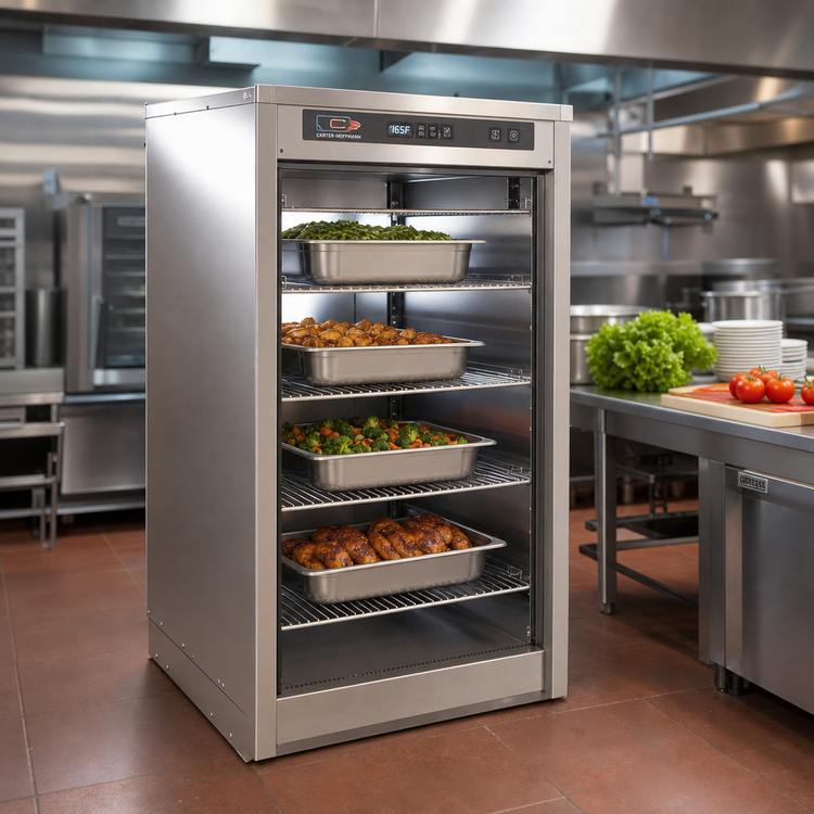 Product image #2 for Carter-Hoffmann DF2620-4 Half-Size Door-Free Heated Pass-Through Holding Cabinet with 4 Shelves