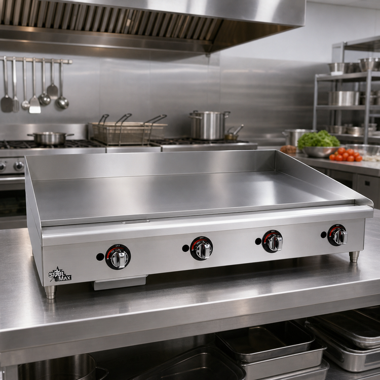 Product image #2 for Star-Max 48-Inch Heavy-Duty Manual Countertop Gas Griddle with Polished Steel Plate