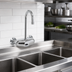 Thumbnail image #2 for ChekPoint Electronic Wall-Mount Touchless Faucet with Rigid Gooseneck Spout, 4-Inch Centers, 2.2 GPM