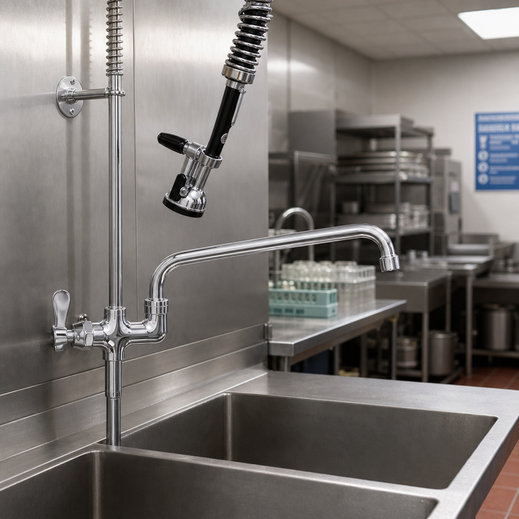 Product image #2 for Steel Works Stainless Add-On Faucet with 8-Inch Spout for Pre-Rinse Unit